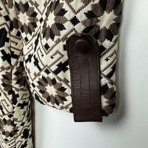 Vintage Rare 60s Lilli Ann Geometric Tapestry Leather Trim Swing Coat, Sz S - Picture 10 of 16